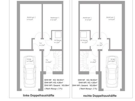 Grundriss Kellergeschoss - Planungsoption Doppelhaus